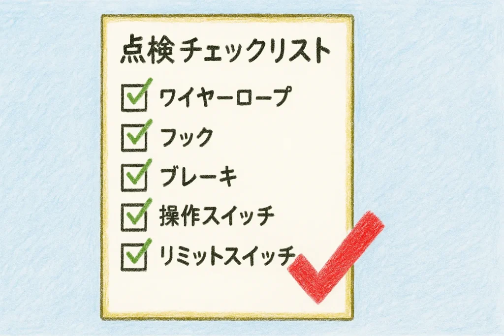 クレーンの点検のチェックリスト