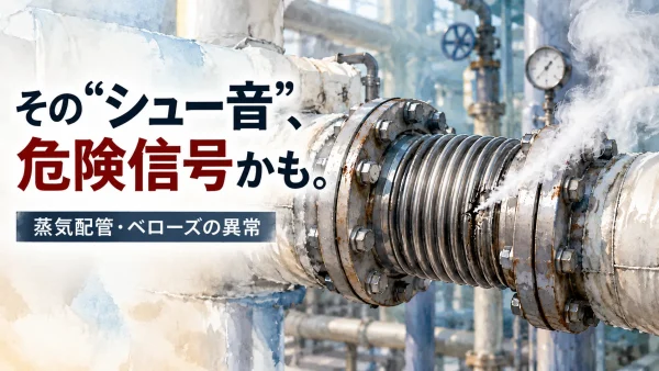 蒸気配管やベローズからのシュー音・蒸気漏れなどの異常危険信号を知らせるアイキャッチ画像
