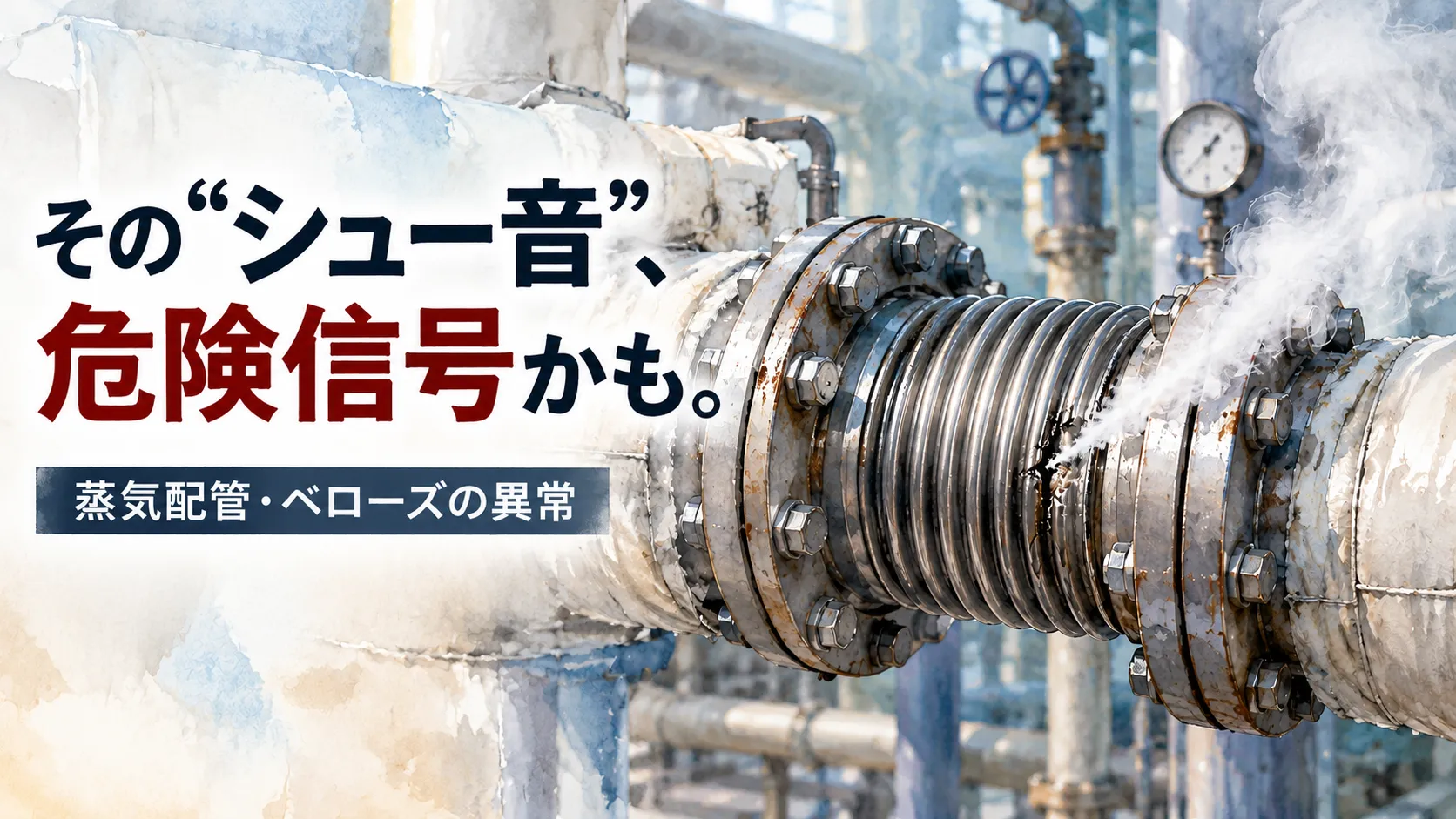 蒸気配管やベローズからのシュー音・蒸気漏れなどの異常危険信号を知らせるアイキャッチ画像